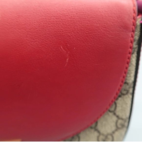 100% Authentic GUCCI Padlock Brown & Red Canvas Shoulder Bag - Picture 8 of 12